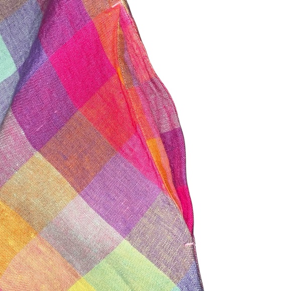 NWOT Lands' End Linen Multicolor Plaid Swing Dress Large Sleeveless - Picture 6 of 10